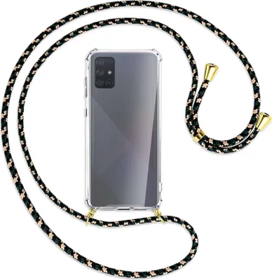 Produktbild von Handykette Backcover-Schutzhülle mit Band (Metall goldfarben) für Samsung Galaxy A71 (A715) - camouflage