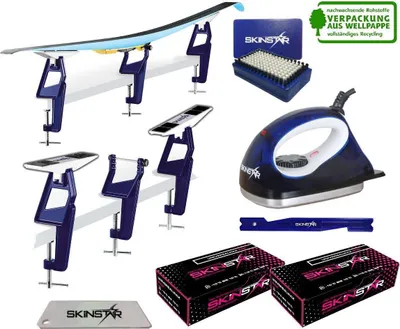 Image de SKINSTAR Tendeur de ski Kit de fartage professionnel pour ski de fond LL Fer à farter Support pour skis Fart de ski - Kit professionnel pour ski de fond : 7 pièces