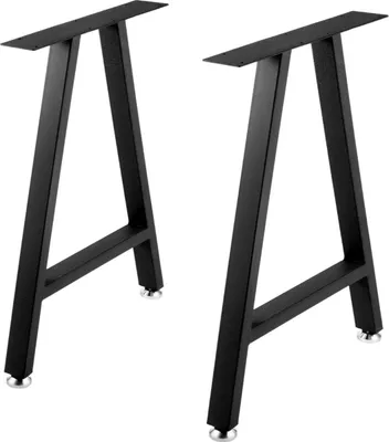 Productafbeelding van Metalen tafelpoten, 28 x 17,7 inch, A-vorm, set van 2. Robuuste bankpoten met polyurethaan coating, meubelpoten met vloerbeschermers, smeedijzeren poten voor salontafel, geschikt voor doe-het-zelf projecten in huis, kleur: zwart
