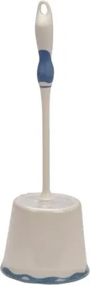 Image de Set de brosses WC - Set de brosses WC sans lèvres avec support, blanc-bleu, polypropylène