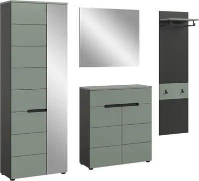 Image de Canu ensemble d'armoires de rangement C13 vert poussiéreux, gris foncé.