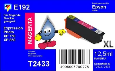 Produktbild von Dr. Inkjet Ersatzpatrone - magenta - mit 12,5ml Inhalt ersetzt T2433