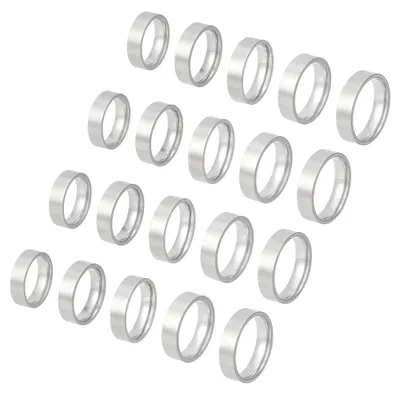 Image de Bagues en acier inoxydable - Surface lisse - Fabrication de bijoux - 20 pièces, diamètre de 17,3 à 20,6 mm