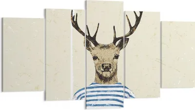 Produktbild von Bild auf Leinwand - Leinwandbild - 5 Teile - Hipster Anthropomorphismus Hirsch - 160x85cm - Wand Bild - Wanddeko - Wandbilder - Leinwanddruck - Bilder - Wanddekoration - Leinwand bilder EA160x85-4227