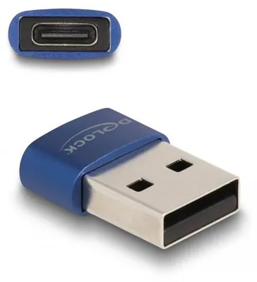 Produktbild von Delock USB 2.0 Adapter USB Typ-A Stecker zu USB Type-C Buchse blau
