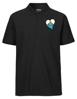 Produktbild von Huuraa Herren Polo Shirt San Marino Flagge Herz M Black Bio Baumwolle Fairtrade Poloshirt Geschenkidee