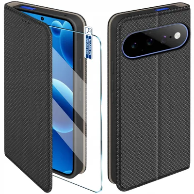 Produktbild von Klapphülle für Google Pixel 11 Pro XL, verschließbar, schwarz, Hülle + 9H-Glas