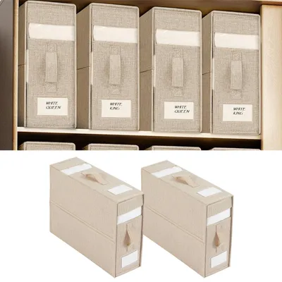 Faltbare Bettwäsche-Organizer 2er-Pack, beige, 38x32x11,5 cm