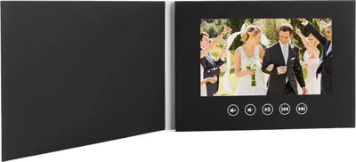 Immagine prodotto di Biglietto d'auguri elettronico, schermo LCD a colori, video brochure personalizzabile per la promozione di prodotti, anniversario di matrimonio, nero, 5 pollici