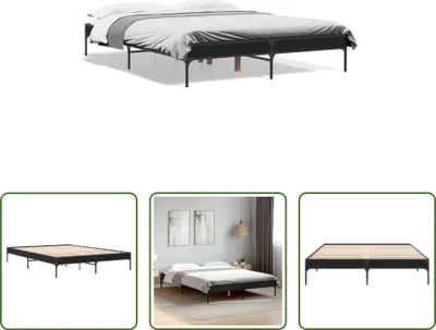 Produktbild von The Living Store Bettgestell Schwarz 140x200 cm Holzwerkstoff und Metall