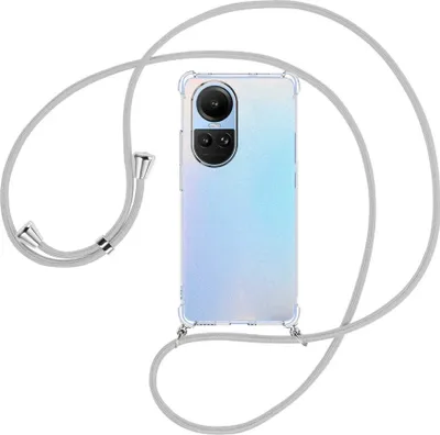 Produktbild von Handykette Backcover-Schutzhülle mit Band (Metall silberfarben) für Oppo Reno10 5G, Reno10 Pro 5G (6.7'') - silbergrau