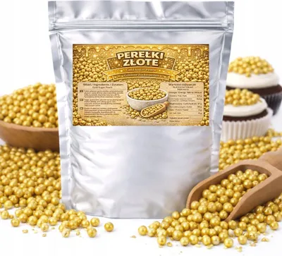 Obrázek produktu pro Zlaté kovové perličky – posypka na dorty a dezerty, efekt glamour 50 g