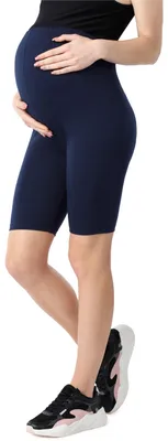 Produktbild von Be Mammy Damen Kurze Umstandsleggings aus Baumwolle BE20-285 (Dunkelblau, 3XL)