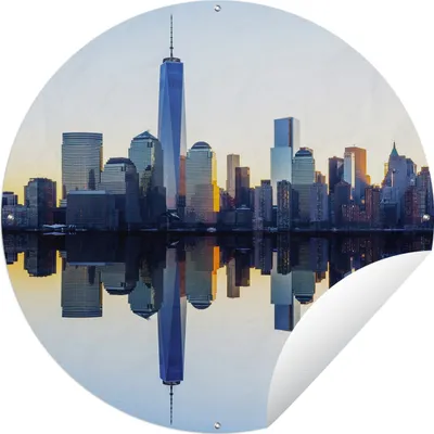 Produktbild von MuchoWow® Gartenposter Outdoor-Poster Rund Skyline - New York - Wasser Ø 120 cm Gartendeko Rundes Poster draußen