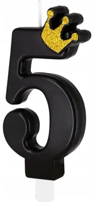 Immagine prodotto di Candelina per torta a forma del numero 5 con , decorazione per torte, colore nero