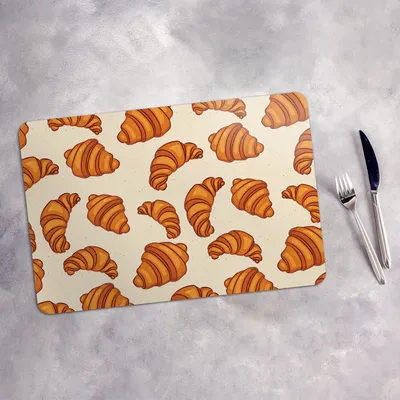 Produktbild von Tischset 4x45x30 cm Platzset Tischmatte Platzmatte Untersetzer - Platzset Platzdeckchen Platzmatte  knusprige Croissants Semmelbrösel