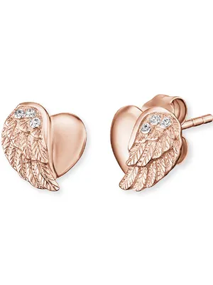 Produktbild von Ohrstecker Herzflügel Rose´mit 3 Zirkonia