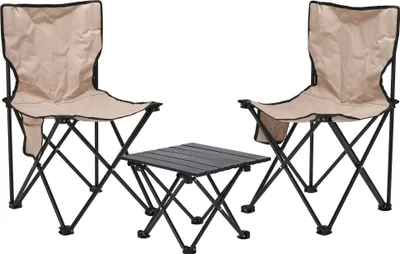 Produktbild von Camping Set mit 2 Faltstühlen & Tisch – Klappbares Outdoor-Set mit Tragetasche – Wetterfest & leicht – Ideal für Camping, Angeln, Festivals & Garten – Stühle bis 120 kg belastbar