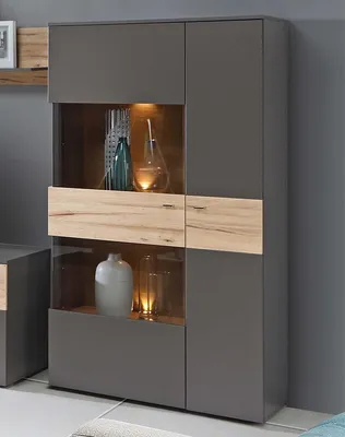 Image de Highboard >Chatham I< in Chromfarben aus Glas - 90,1x168,1x41,3cm (BxHxT)