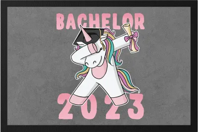 Produktbild von Bachelor 2023 Fußmatte  Pferd Einhorn Abschlussgeschenk Dab Cool Humorvoll Geschenkidee