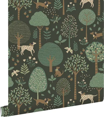 Produktbild von ESTAhome Tapete Hunde Dunkelgrün 50 x 900 cm