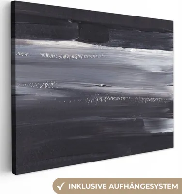 Produktbild von MuchoWow® - Leinwandbilder - Farbe - Abstrakt - Schwarz, Wandbild, Wanddeko Bilder Wohnzimmer, 80x60 cm