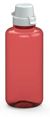 Obrázek produktu pro Láhev na vodu "School" 1,0 L - Láhev z materiálu Tritan, bez BPA - ideální pro dlouhé školní dny a sportovní aktivity - průsvitně červená/bílá