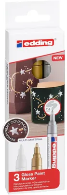 Produktbild von Edding 750, Gold, Silber, Weiß, Feine Spitze, Mehrfarbig, Kunststoff, Fettdruck, 2 mm