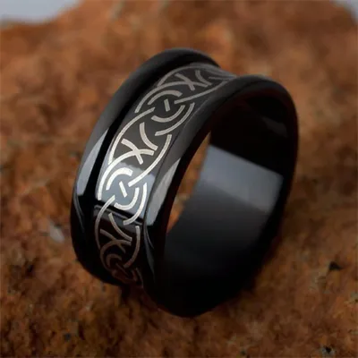Produktbild von Stahl Ring: Edelstahlring schwarz mit Tribal 62 (19.7 mm Ø)
