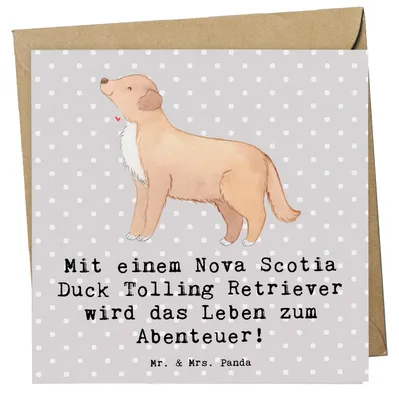 Produktbild von Mr. & Mrs. Panda Glückwunschkarte Nova Scotia Duck Abenteuer - Grau Pastell - Geschenk, Hund, anlasskarte, doppelkarte, faltkarte, Hunderasse, Klappkarte, Hundeliebhaber