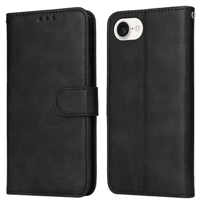 Produktbild von Mobigear Wallet Klapphülle für iPhone 16e - 3 Kartenfächer mit Standfunktion Kunstleder Schwarz