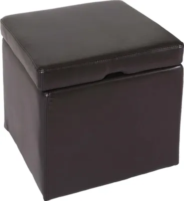 Image de Tabouret Tabouret de rangement Onex, avec couvercle, cuir + similicuir, 45x44x44cm MVG ~ brun