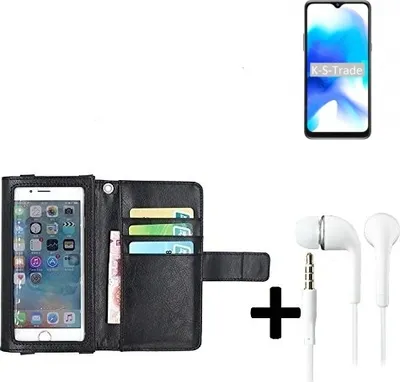 Produktbild von K-S-Trade Handyhülle + Kopfhörer kompatibel mit Blackview A80s Schutzhülle Case mit Displayschutz / Schutzfolie schwarz + Kopfhörer Flip Cover