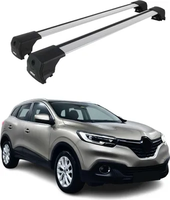 Image de Barres de toit de base pour Renault Kadjar 2015-2022, 75 kg, aluminium argenté, 2 pièces