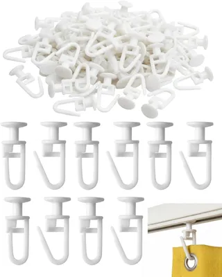 Imagen del producto de Rieles deslizantes y ganchos para cortinas de plástico, 100 unidades, 26 x 10,9 mm, para cortinas interiores