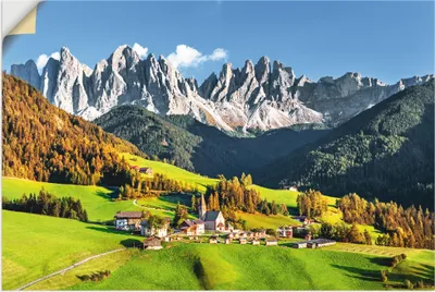Produktbild von ARTland Wandbild, selbstklebend Alpen Berge Santa Maddalena Größe: 120x80 cm