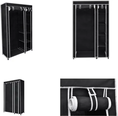 Image de vidaXL Armoire pliante en tissu noir 110 x 45 x 175 cm - Armoire en tissu - Armoire pliante - Armoire en tissu - Armoires en tissu