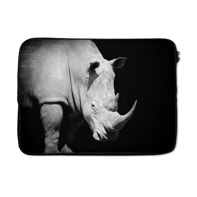 Produktbild von MuchoWow® Laptop Hülle 14 ZollRhinozeros - Tier - Porträt Laptoptasche - Laptoptasche - Stoßsicher - Schutzhaube