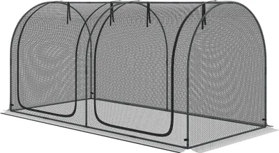 Produktbild von 2,49 x 1,2 m Gartennetz, Pflanzenschutzzelt mit Tür, Winddichtes Schädlingsschutznetz mit Stahlrahmen, Schwarz
