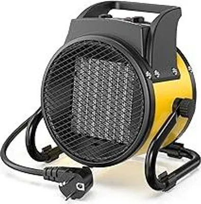 Produktbild von DAHTEC Heizlüfter 2000 Watt Keramik Heizstrahler Elektroheizer Bauheizer Bautrockner mit Thermostat Heizgerät mit 3 Heizstufen für Baustellen, Hausgebrauch, Werkstatt,Garage