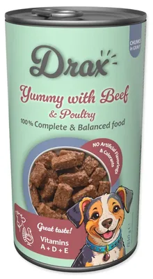 Productafbeelding van Konzerva Drax Adult voor volwassen honden, met rundvlees en gevogelte, 1240g