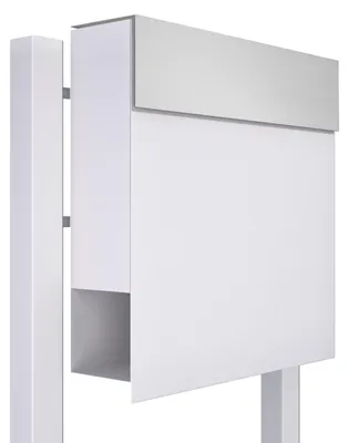 Produktbild von Standbriefkasten Manhattan in Weiß mit Edelstahlklappe