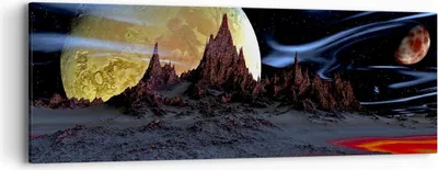 Produktbild von Bild auf Leinwand - Leinwandbild - Planeten Mond Universum - 90x30cm - Wand Bild - Wanddeko - Leinwanddruck - Bilder - Kunstdruck - Wanddekoration - Leinwand bilder - Wandkunst - AB90x30-2346
