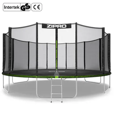 Produktbild von ZIPRO Trampolin Jump Pro Out | 16FT Ø 496 cm | Gartentrampolin Kindertrampolin Komplett-Set inkl. Außennetz, Leiter & Randabdeckung, Outdoor, Grün