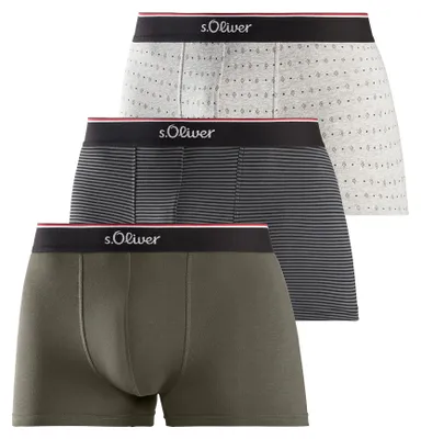 Produktbild von S.Oliver Herren 24161629 Boxershorts, Olivgrün+grau Gestreift+ Grau Gemustert, S
