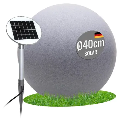 Solar-Kugelleuchte Ø 40 cm Steinoptik warmweiß