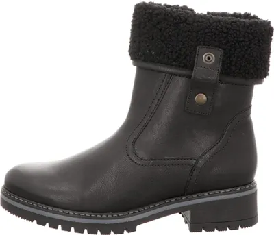 A single black boot shown from the side against a white background.