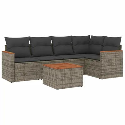 Image de vidaXL Ensemble de salon de jardin 6 pièces avec coussins Gris Poly rotin