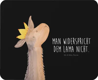 Produktbild von Mr. & Mrs. Panda Mauspad Lamakopf König - Schwarz - Geschenk, Mouse Pad, Lamas, pc mousepad, Abitur, Freundin, Lama, laptop, Mama, mousematte, Papa