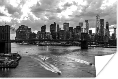 Produktbild von MuchoWow® Poster New York - Brooklyn - Brücke - Schwarz - Weiß 90x60 cm - Schlafzimmer